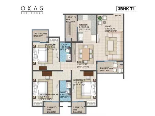 3bhk unit plan